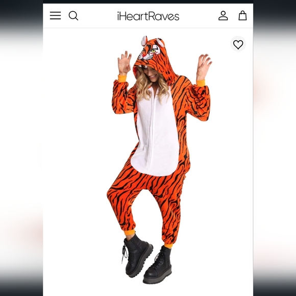 Iheartraves Tiger Onsies with Hoodie Unisex Size Small - Picture 4 of 7